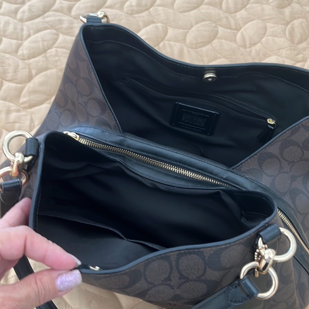 Coach Hallie Shoulder Bag In Signature Canvas Gem